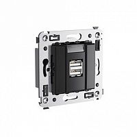 Розетка с USB AVANTI, скрытый монтаж, со шторками, черный квадрат |  код. 4402543 |  DKC